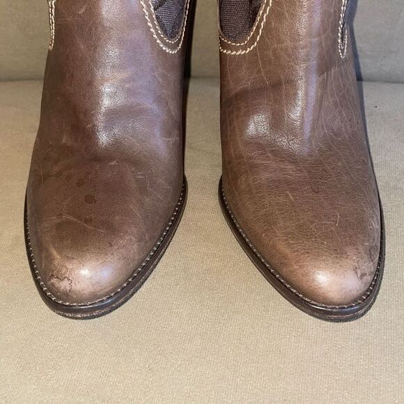 RARE Coach Yvette Tall Leather & Logo Fabric Mixed Media Boots sz 7.5 - Brown - Picture 6 of 13